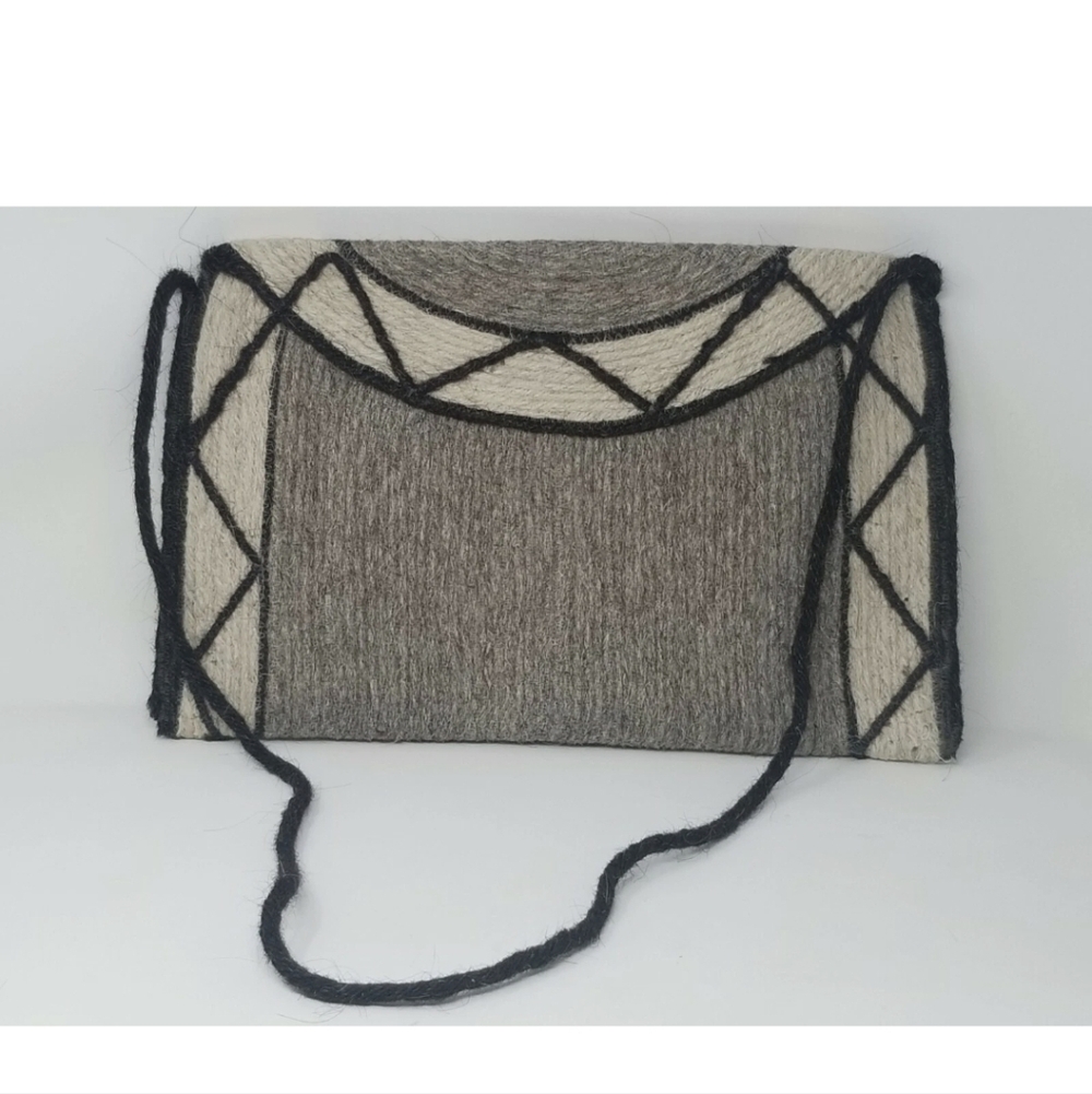 Greek Wool Crossbody/Clutch Purse - Handbag.